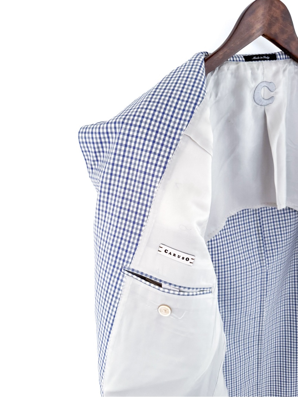 NEW Caruso Classic Men's Italian Wool Blue Check Blazer Sport Coat 46L - Picture 15 of 16